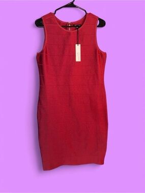 Luxe Sleeveless Red Midi Sheath Dress